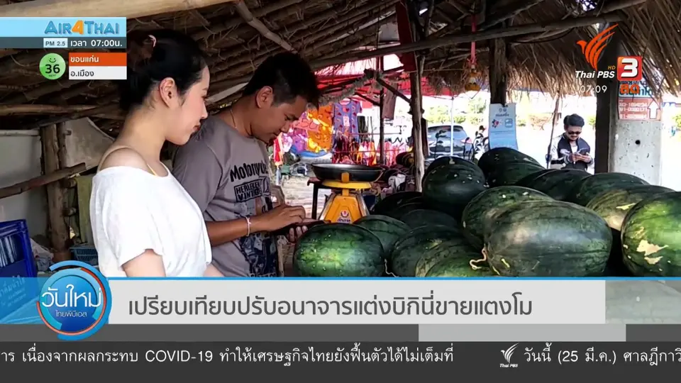 เปรียบเทียบปรับอนาจารแต่งบิกินี่ขายแตงโม