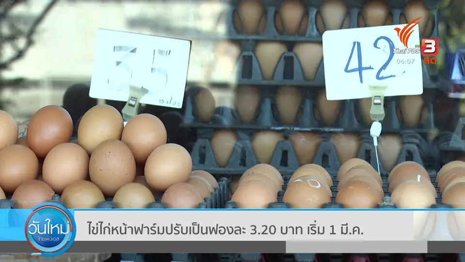 ​กินอยู่รู้รอบ : ไข่ไก่หน้าฟาร์มปรับเป็นฟองละ 3.20 บาท เริ่ม 1 มี.ค.