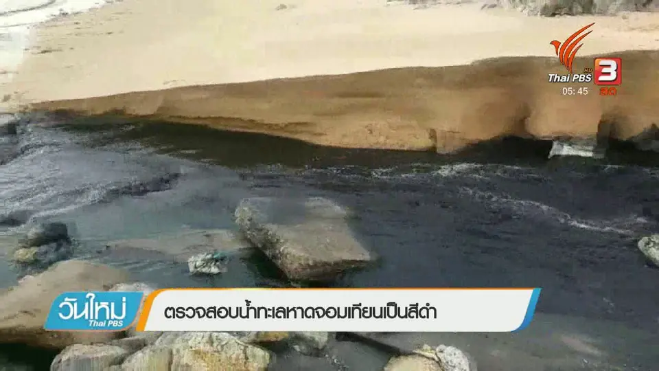 ตรวจสอบน้ำทะเลหาดจอมเทียนเป็นสีดำ