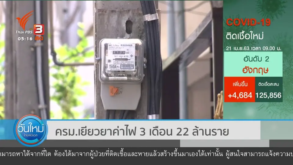 ครม.เยียวยาค่าไฟ 3 เดือน 22 ล้านราย