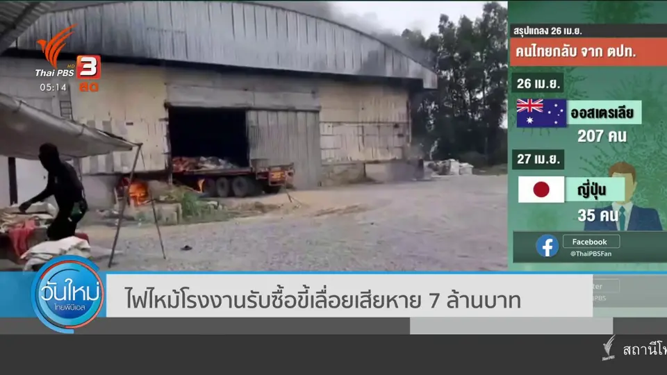 ​ไฟไหม้โรงงานรับซื้อขี้เลื่อยเสียหาย 7 ล้านบาท