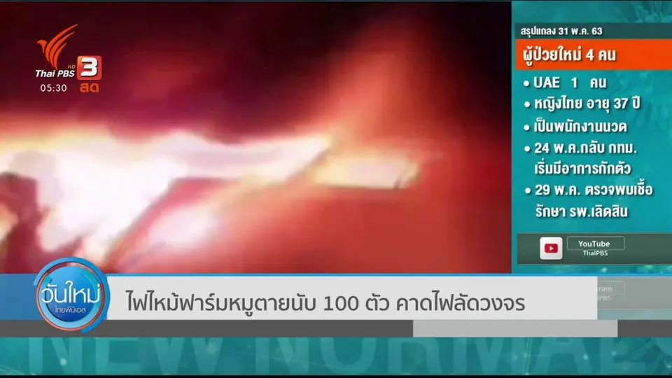 ​ไฟไหม้ฟาร์มหมูตายนับ 100 ตัว คาดไฟลัดวงจร