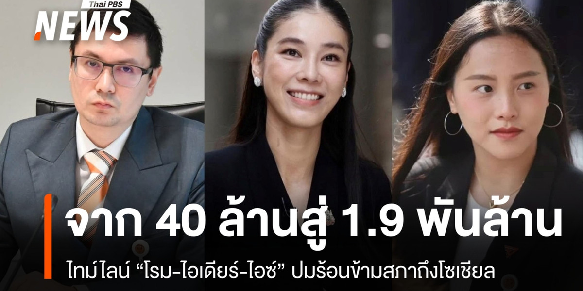 จาก 40 ล้านสู่ 1.9 พันล้าน ไทม์ไลน์ “โรม-ไอเดียร์-ไอซ์” ปมร้อนข้ามสภาถึงโซเชียล
