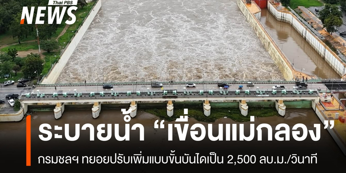 กรมชลฯ ทยอยระบายน้ำ “เขื่อนแม่กลอง” เป็น 2,500 ลบ.ม./วินาที