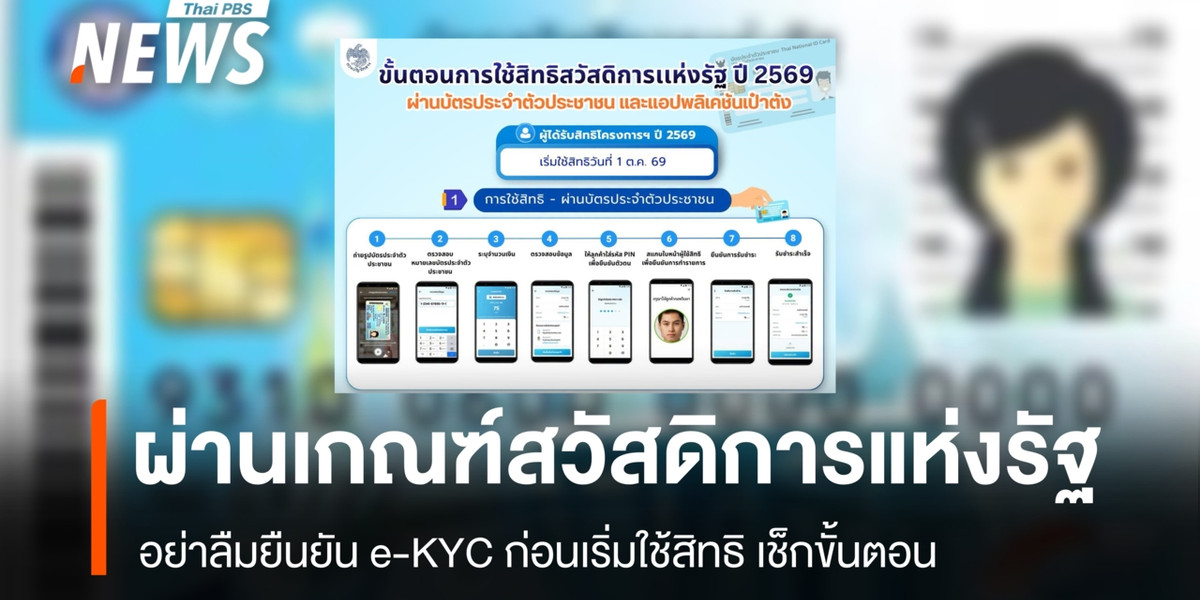 บัตรสวัสดิการแห่งรัฐ 2569 ผู้ผ่านเกณฑ์ต้องยืนยัน e-KYC ก่อนใช้สิทธิได้วันถัดไป