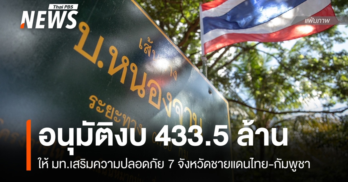 รัฐบาลอนุมัติงบ 433.5 ล้านให้ มท.เสริมความปลอดภัย จว.ชายแดนไทย-กัมพูชา