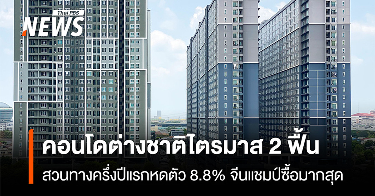 คอนโดต่างชาติไตรมาส 2 ฟื้น สวนทางครึ่งปีแรกหด 8.8% จีนแชมป์ซื้อมากสุด