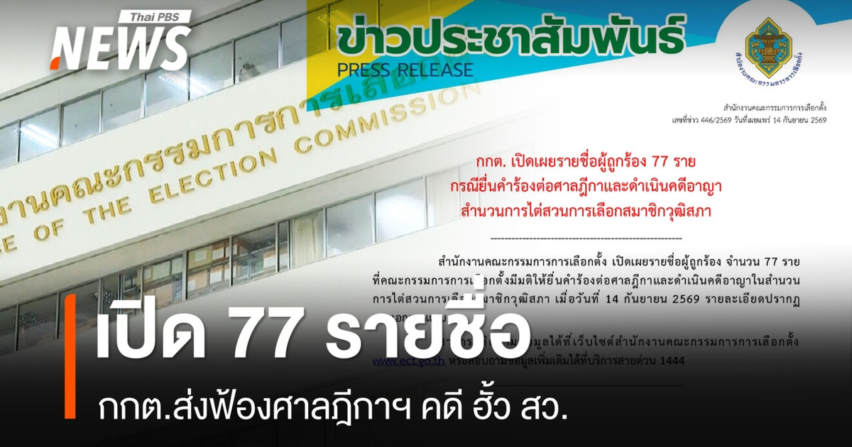 เปิด 77 ชื่อ กกต.ส่งฟ้องศาลฯ คดี ฮั้วเลือก สว.