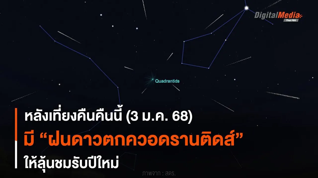หลังเที่ยงคืนคืนนี้ (3 ม.ค. 68) เกิด “ฝนดาวตกควอดรานติดส์” ให้ลุ้นชม