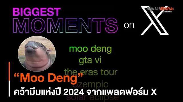 7.7 ล้านโพสต์ ! “Moo Deng” คว้ามีมแห่งปี 2024 จากแพลตฟอร์ม X