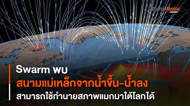Swarm พบสัญญาณแม่เหล็กน้ำขึ้น-น้ำลง ระบุการกระจายตัวแมกมาใต้โลกได้