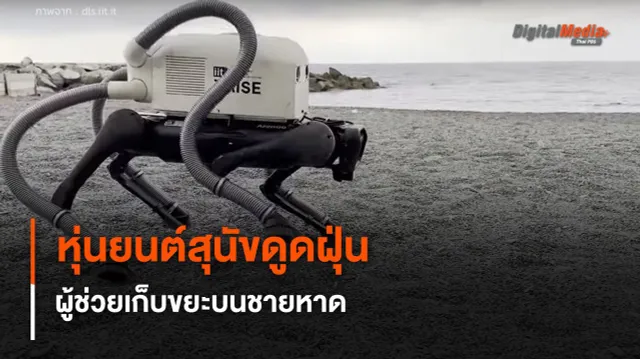 หุ่นยนต์สุนัขดูดฝุ่น ผู้ช่วยทำความสะอาดเก็บขยะบนชายหาด