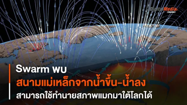 Swarm พบสัญญาณแม่เหล็กน้ำขึ้น-น้ำลง ระบุการกระจายตัวแมกมาใต้โลกได้