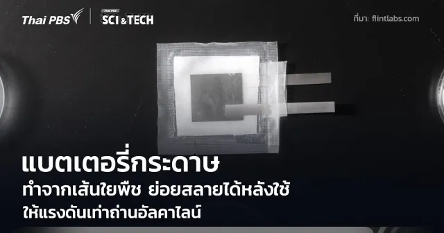 ลาก่อนถ่าน AA! พบกับ "แบตเตอรี่กระดาษ" ทำจากพืช แรงดันเท่าอัลคาไลน์ คาดพร้อมใช้ปลายปี 2026