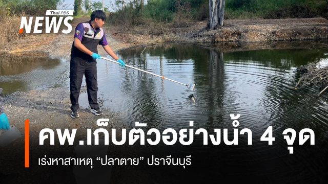 คพ.เก็บตัวอย่างน้ำ 4 จุด เร่งหาสาเหตุ "ปลาตาย" ปราจีนบุรี