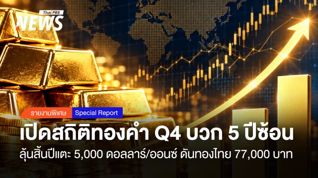 เปิดสถิติทองคำQ4 บวก 5 ปีซ้อน  ลุ้นแตะ 5,000 ดอลลาร์/ออนซ์ ดันทองไทย 77,000 บาท