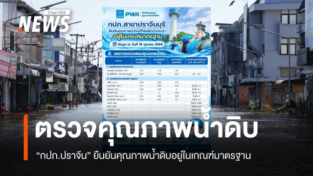 ตรวจสอบคุณภาพน้ำดิบ จ.ปราจีนบุรี หลังน้ำท่วม 