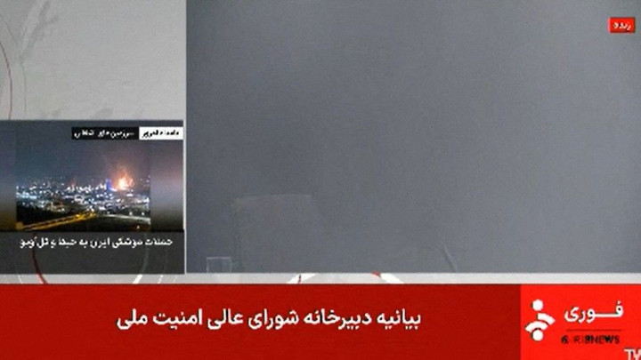 Israeli strike on Iranian state TV fills studio with dust and debris during live broadcast