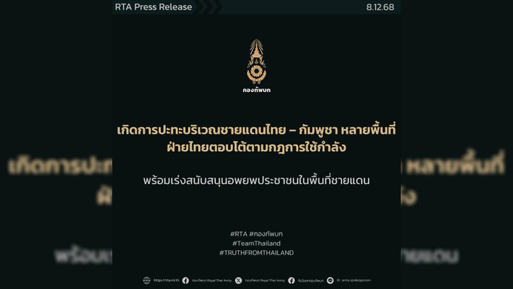 "กัมพูชา" ยิงใส่ฐานอนุพงศ์ กำลังพลเสียชีวิต 1 นาย เจ็บ 4 นาย 