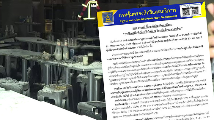 กรมคุ้มครองสิทธิฯ แจงทำไมรัฐต้องเยียวยาผู้ประสบเหตุเพลิงไหม้โรงเบียร์