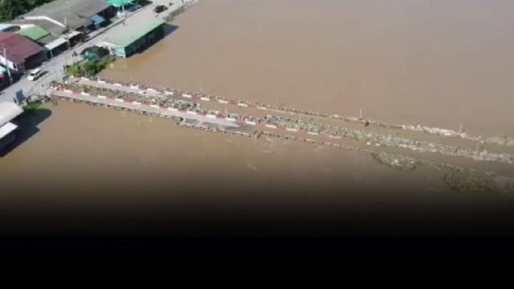 น้ำแม่กลองสูงสุดรอบ 30 ปี สะพานเก่าท่าเสา-ลูกแก จมน้ำเกือบมิด