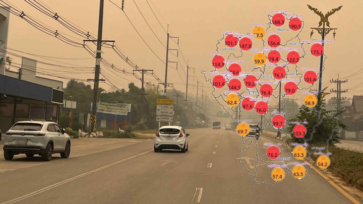 ภาคเหนือ ฝุ่น PM 2.5 ระดับสีแดง 22 พื้นที่ มากสุด อ.ปาย จ.แม่ฮ่องสอน