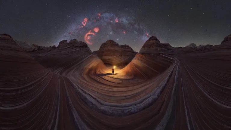 ‘The Wave (คลื่น)’ โดย Luis Cajete ถ่ายที่พื้นที่ Coyote Buttes รัฐยูทาห์ สหรัฐอเมริกา
