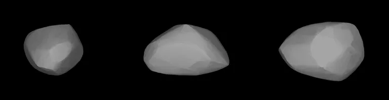 ภาพวาดจำลองรูปทรงของดาวเคราะห์น้อย Apophis จากข้อมูลการสังเกตการณ์จากบนพื้นโลก ภาพจาก Astronomical Institute of the Charles University