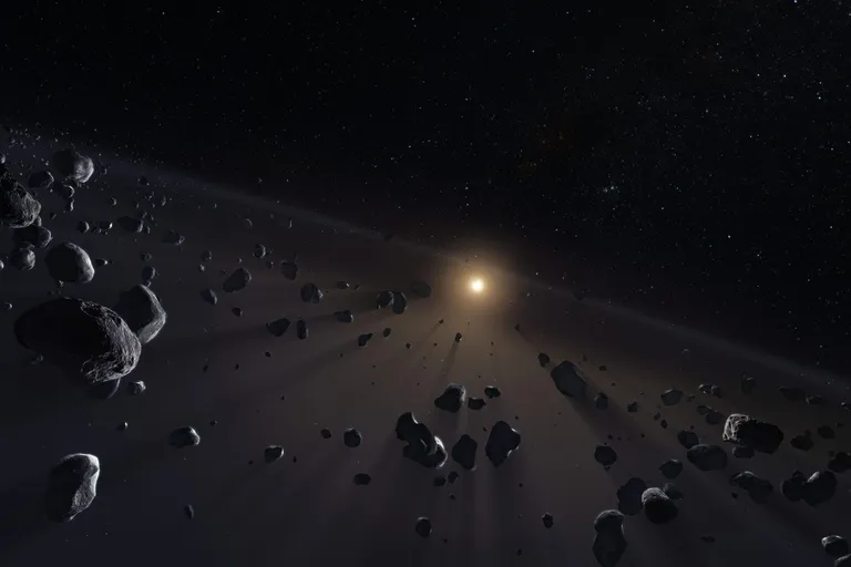 ภาพวาดแนวคิดแถบไคเปอร์และวัตถุนอกขอบเขตของดาวเนปจูน ภาพโดย ESA