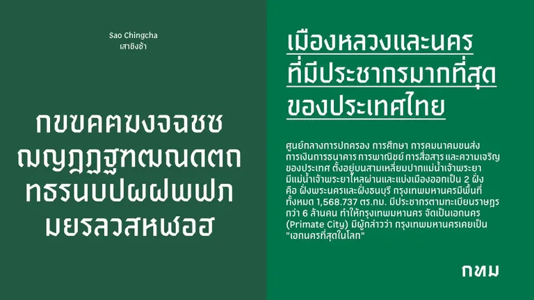 ฟอนต์ Sao Chingcha ภาพจาก FB กรุงเทพมหานคร