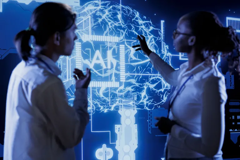 qualified-technicians-brainstorm-ways-use-ai-cognitive-computing-extract-usable-information-from-complex-data-team-specialists-implement-artificial-intelligence-process-massive-datasets