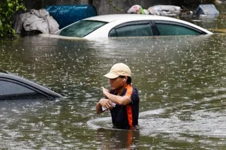 ปรากฏการณ์ฝนตกจนน้ำท่วมในกรุงเทพมหานครช่วงปลายเดือนกันยายน 2026 : ที่มาภาพ AFP