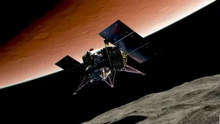 ภาพของยาน MMX ขณะลงจอดบนพื้นผิวของดวงจันทร์โฟบอส ภาพจาก JAXA