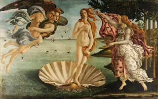 ภาพที่ซานโดร บอตติเชลลี (Sandro Botticelli) วาดภาพเทพธิดาผุดขึ้นมาจากทะเลในเปลือกหอย มีชื่อว่า "การกำเนิดของวีนัส" (The Birth of Venus)