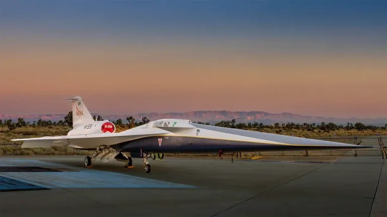 ภาพเครื่องบิน X-59 QueSST ในงานเปิดตัวของ NASA เมื่อวันที่ 12 มกราคม ที่ผ่านมา