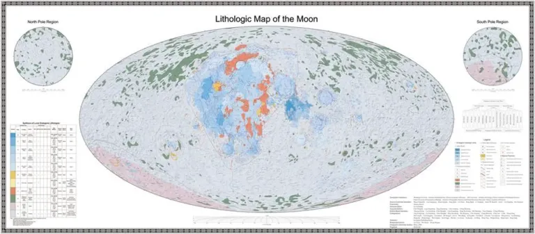ภาพแผนที่ทางธรณีวิทยาของดวงจันทร์ ภาพจากสถาบันบัณฑิตวิทยาศาสตร์จีน