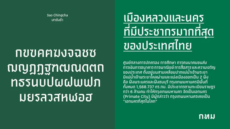 ฟอนต์ Sao Chingcha ภาพจาก FB กรุงเทพมหานคร