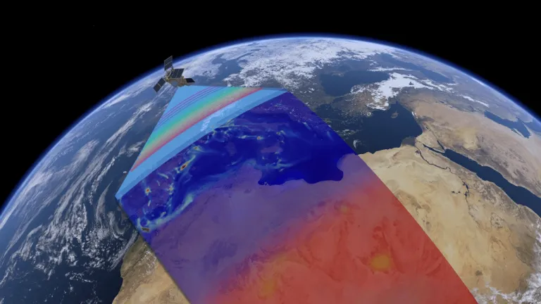 ภาพกราฟิกแสดงแนวคิดการตรวจวัดของดาวเทียม Sentinel-5 Precursor ภาพจาก ESA