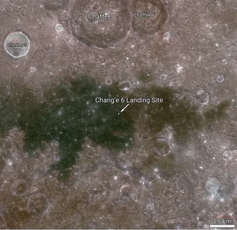 จุดลงจอด &ldquo;ฉางเอ๋อ-6&rdquo; (Chang&rsquo;e-6) ภาพจาก NASA, Goddard, Arizona State University