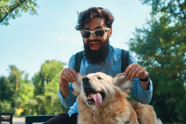 man-dog-having-fun-playing-making-funny-faces
