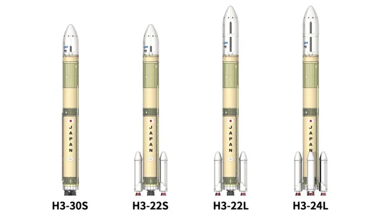 ภาพวาดจรวด H3 ขนาดต่าง ๆ ภาพโดย JAXA