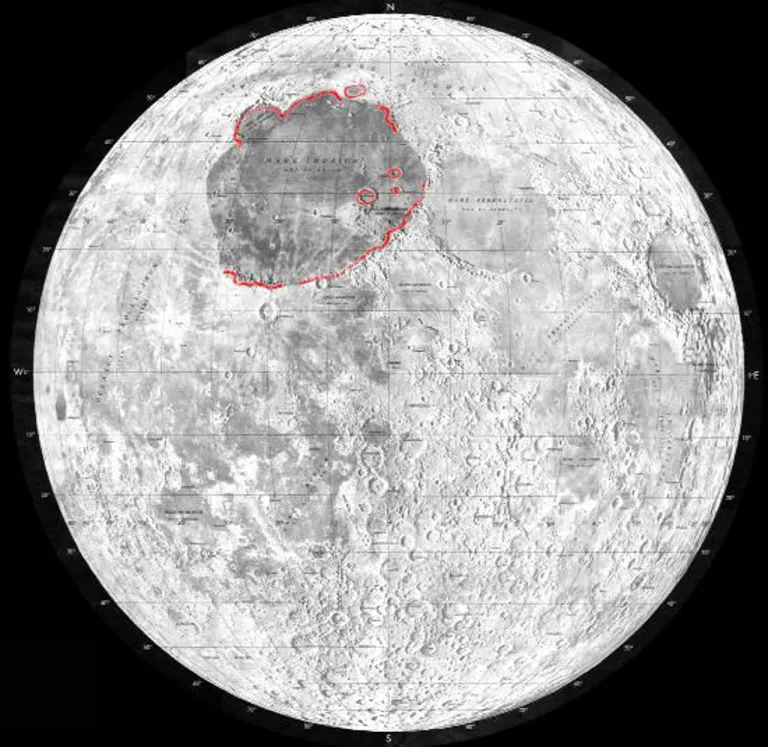 ภาพระบุบริเวณ Imbrium basin ที่ฝั่งด้านไกลของดวงจันทร์