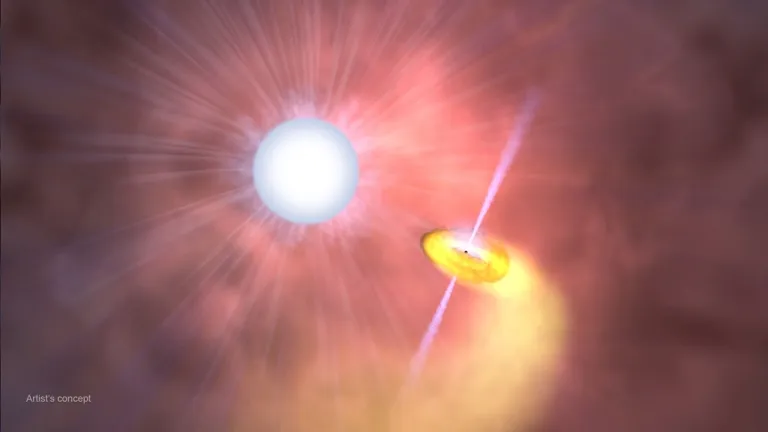ภาพวาดศิลปินถึงเหตุการณ์ในระบบดาว Cygnus X-3