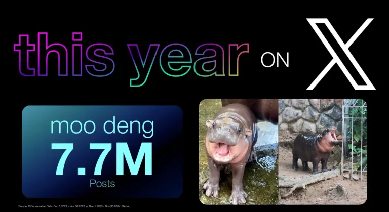 7.7 ล้านโพสต์ พูดถึง หมูเด้ง &ldquo;Moo Deng&rdquo; จนคว้ามีมแห่งปี 2024 ไปครอง ภาพจากแพลตฟอร์ม X