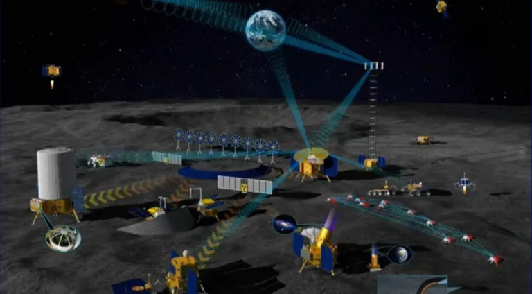ภาพจำลอง โครงการจัดตั้งสถานีวิจัยนานาชาติบนดวงจันทร์ (International Lunar Research Station: ILRS) ภาพจาก CNSA