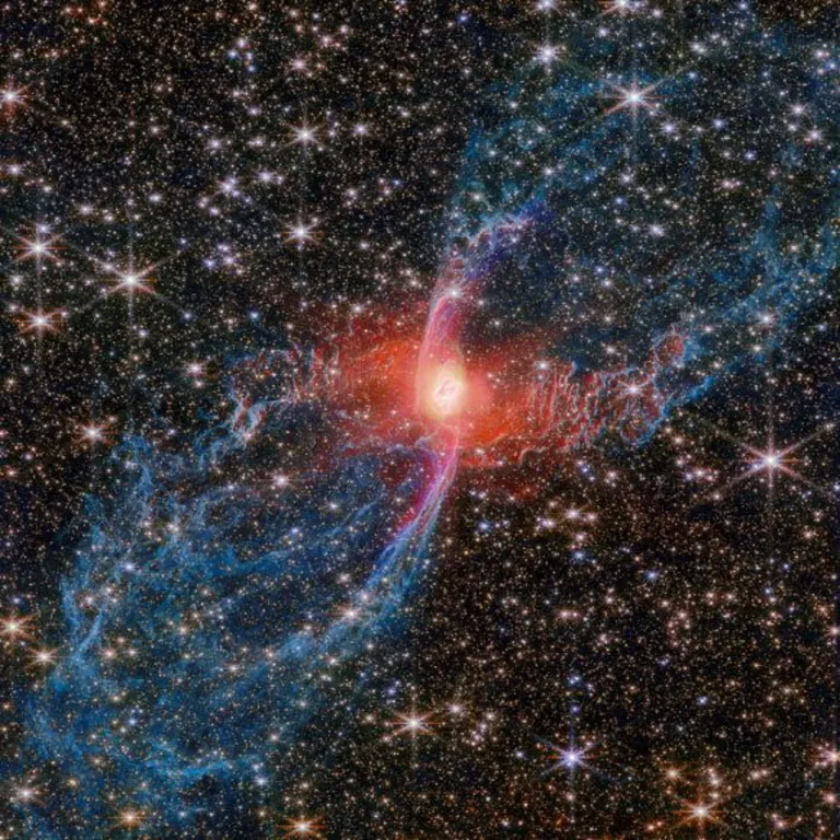“เนบิวลาแมงมุมแดง” (Red Spider Nebula) ภาพจาก NASA / ESA / CSA / Webb / J.H. Kastner, Rochester Institute of Technology.