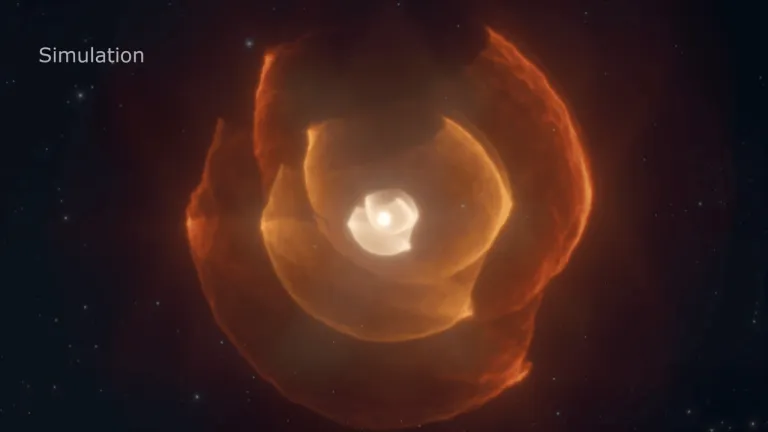 ภาพจำลองทางคอมพิวเตอร์ของเปลือกฝุ่นสี่ชั้นของ Apep ภาพจาก NASA