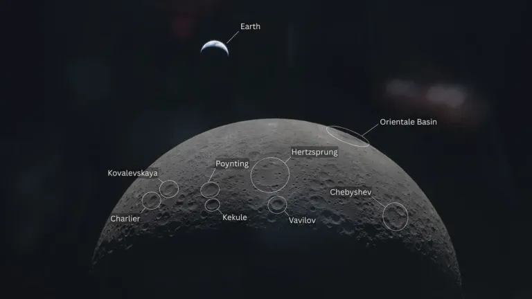 ภาพโลกส่องแสงอยู่เหนือเสี้ยวของดวงจันทร์ในช่องมองภาพของยานอวกาศโอไรออน ระหว่างปฏิบัติภารกิจอาร์ทิมิส 2 ภาพจาก NASA