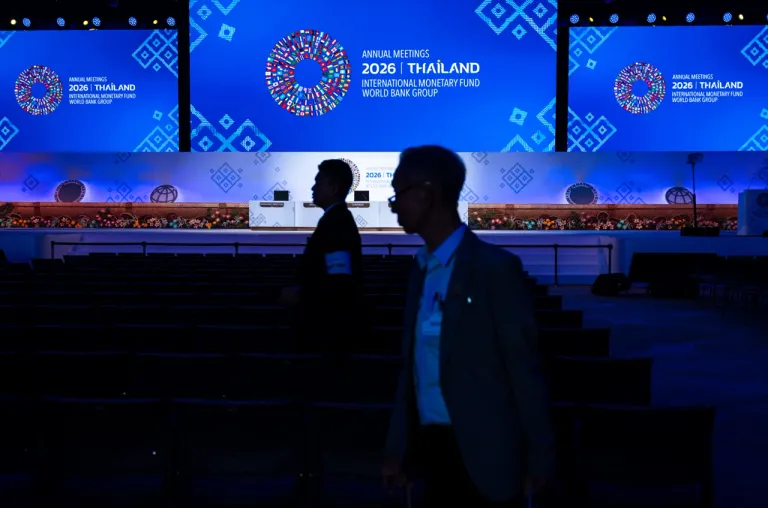 งาน World Bank Flagship &ldquo;Small AI: More and Better Jobs&rdquo; ระหว่างการประชุมประจำปี IMF และ World Bank Group 2026 ณ กรุงเทพมหานคร ภาพจาก AFP