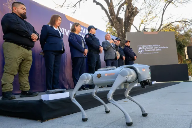 สุนัขหุ่นยนต์ที่จะปฏิบัติงานในการแข่งขัน World Cup 2026 ที่เม็กซิโก (ภาพ: HANDOUT/ MUNICIPALITY OF GUADALUPE/AFP)